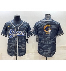 Men's Los Angeles Rams Grey Camo Team Big Logo With Patch Cool Base Stitched Baseball Jersey