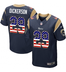 Men's Nike Los Angeles Rams #29 Eric Dickerson Elite Navy Blue Home USA Flag Fashion NFL Jersey