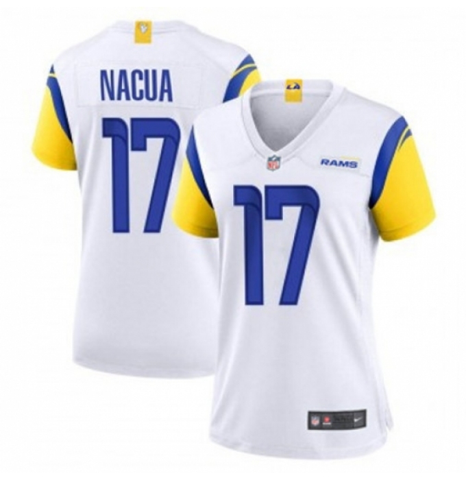 Women Los Angeles Rams #17 Puka Nacua White 2023 F U S E Vapor Untouchable Limited Stitched Jersey