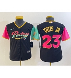 Youth San Diego Padres #23 Fernando Tatis Jr Black 2022 City Connect Cool Base Stitched Jersey