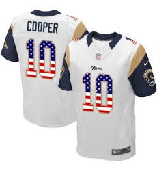 Men's Nike Los Angeles Rams #10 Pharoh Cooper Elite White Road USA Flag Fashion NFL Jersey