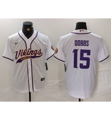 Men's Minnesota Vikings #15 Joshua Dobbs White Cool Base Stitched Baseball Jersey