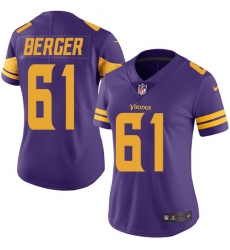 Women's Nike Minnesota Vikings #61 Joe Berger Limited Purple Rush Vapor Untouchable NFL Jersey