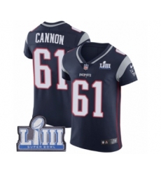Men's Nike New England Patriots #61 Marcus Cannon Navy Blue Team Color Vapor Untouchable Elite Player Super Bowl LIII Bound NFL Jersey