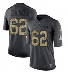 Men's Nike New England Patriots #62 Joe Thuney Limited Black 2016 Salute to Service NFL Jersey