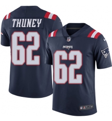 Men's Nike New England Patriots #62 Joe Thuney Limited Navy Blue Rush Vapor Untouchable NFL Jersey