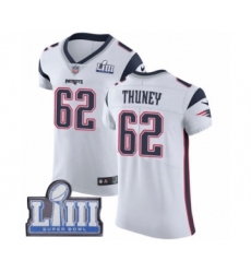Men's Nike New England Patriots #62 Joe Thuney White Vapor Untouchable Elite Player Super Bowl LIII Bound NFL Jersey