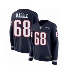 Women's Nike New England Patriots #68 LaAdrian Waddle Limited Navy Blue Therma Long Sleeve NFL Jersey