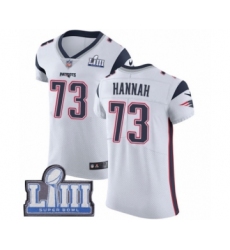 Men's Nike New England Patriots #73 John Hannah White Vapor Untouchable Elite Player Super Bowl LIII Bound NFL Jersey