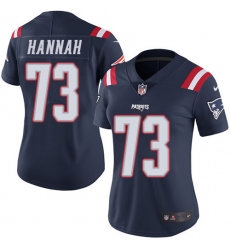 Women's Nike New England Patriots #73 John Hannah Limited Navy Blue Rush Vapor Untouchable NFL Jersey