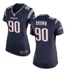 Women's Nike New England Patriots #90 Malcom Brown Game Navy Blue Team Color NFL Jersey