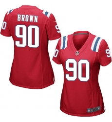 Women's Nike New England Patriots #90 Malcom Brown Game Red Alternate NFL Jersey
