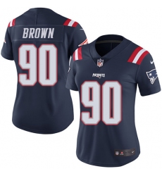 Women's Nike New England Patriots #90 Malcom Brown Limited Navy Blue Rush Vapor Untouchable NFL Jersey