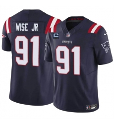 Men's New England Patriots #91 Deatrich Wise Jr Navy F.U.S.E. With 3-Star C Vapor Limited Stitched Football Jersey