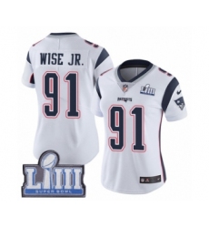 Women's Nike New England Patriots #91 Deatrich Wise Jr White Vapor Untouchable Limited Player Super Bowl LIII Bound NFL Jersey