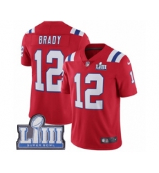 Men's Nike New England Patriots #12 Tom Brady Red Alternate Vapor Untouchable Limited Player Super Bowl LIII Bound NFL Jersey