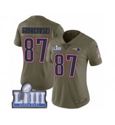 Women's Nike New England Patriots #87 Rob Gronkowski Limited Olive 2017 Salute to Service Super Bowl LIII Bound NFL Jersey