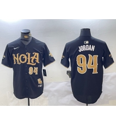 Men's New Orleans Saints #94 Cameron Jordan Number Black Nola Baseball Jersey