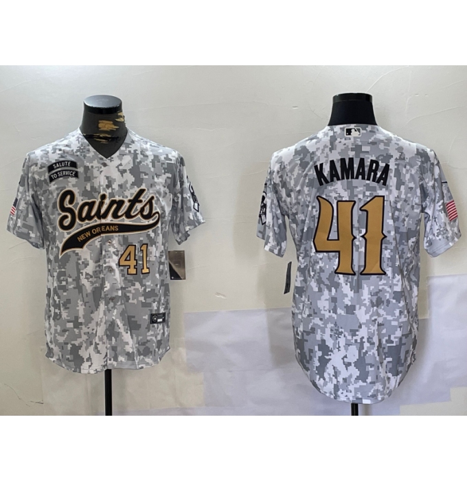 Men's New Orleans Saints #41 Alvin Kamara Arctic Camo 2024 Salute to Service Stitched Baseball Jerseys