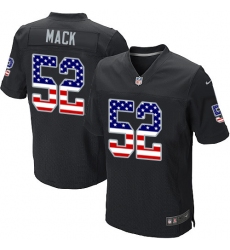 Men's Nike Oakland Raiders #52 Khalil Mack Elite Black Home USA Flag Fashion NFL Jersey