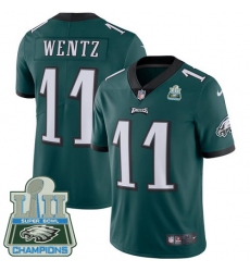 Youth Nike Philadelphia Eagles #11 Carson Wentz Midnight Green Team Color Vapor Untouchable Limited Player Super Bowl LII Champions NFL Jersey