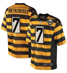 Men's Nike Pittsburgh Steelers #7 Ben Roethlisberger Elite Yellow/Black Alternate 80TH Anniversary Throwback NFL Jersey