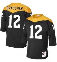 Men's Mitchell and Ness Pittsburgh Steelers #12 Terry Bradshaw Elite Black 1967 Home Throwback NFL Jersey