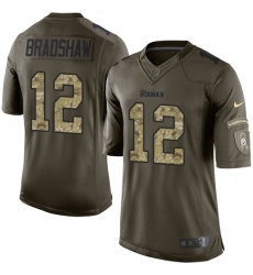Youth Nike Pittsburgh Steelers #12 Terry Bradshaw Elite Green Salute to Service NFL Jersey