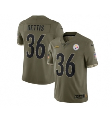 Men's Pittsburgh Steelers #36 Jerome Bettis 2022 Olive Salute To Service Limited Stitched Jersey
