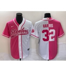 Men's Nike Pittsburgh Steelers #32 Franco Harris Pink White Two Tone Cool Base Stitched Baseball Jersey