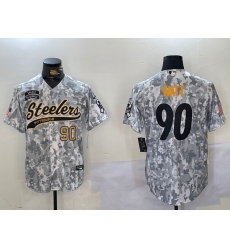 Men's Pittsburgh Steelers #90 T.J. Watt 2024 Arctic Camo Salute To Service Stitched Baseball Jerseys