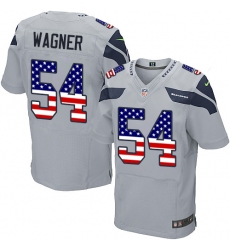 Men's Nike Seattle Seahawks #54 Bobby Wagner Elite Grey Alternate USA Flag Fashion NFL Jersey