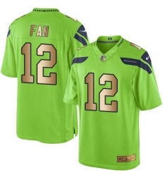 Men's Nike Seattle Seahawks 12th Fan Limited Green/Gold Rush NFL Jersey