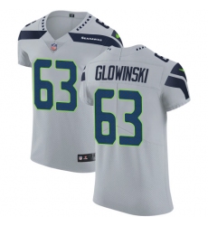 Men's Nike Seattle Seahawks #63 Mark Glowinski Grey Alternate Vapor Untouchable Elite Player NFL Jersey