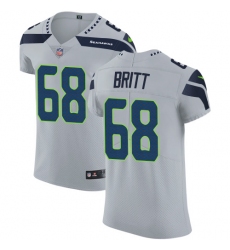 Men's Nike Seattle Seahawks #68 Justin Britt Grey Alternate Vapor Untouchable Elite Player NFL Jersey