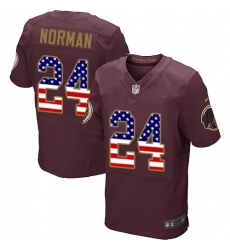 Men's Nike Washington Redskins #24 Josh Norman Elite Burgundy Red Alternate USA Flag Fashion NFL Jersey