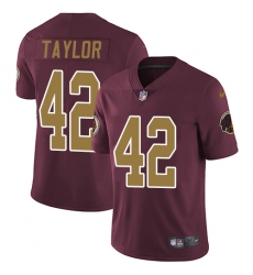 Men's Nike Washington Redskins #42 Charley Taylor Burgundy Red/Gold Number Alternate 80TH Anniversary Vapor Untouchable Limited Player NFL Jersey