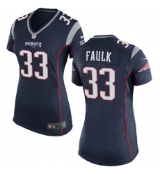 Women's Nike New England Patriots #33 Kevin Faulk Game Navy Blue Team Color NFL Jersey