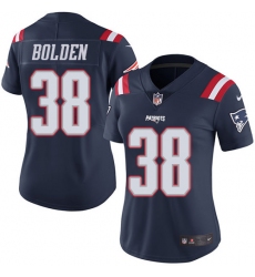 Women's Nike New England Patriots #38 Brandon Bolden Limited Navy Blue Rush Vapor Untouchable NFL Jersey