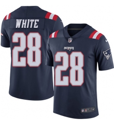 Men's Nike New England Patriots #28 James White Limited Navy Blue Rush Vapor Untouchable NFL Jersey