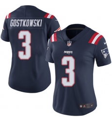 Women's Nike New England Patriots #3 Stephen Gostkowski Limited Navy Blue Rush Vapor Untouchable NFL Jersey