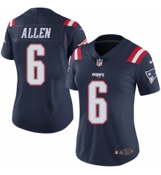 Women's Nike New England Patriots #6 Ryan Allen Limited Navy Blue Rush Vapor Untouchable NFL Jersey