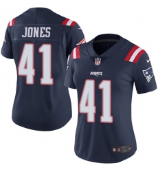 Women's Nike New England Patriots #41 Cyrus Jones Limited Navy Blue Rush Vapor Untouchable NFL Jersey