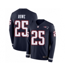 Youth Nike New England Patriots #25 Eric Rowe Limited Navy Blue Therma Long Sleeve NFL Jersey