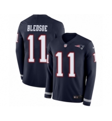 Men's Nike New England Patriots #11 Drew Bledsoe Limited Navy Blue Therma Long Sleeve NFL Jersey