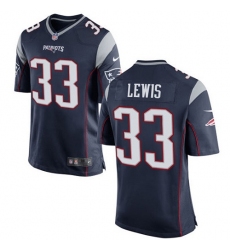 Men's Nike New England Patriots #33 Dion Lewis Game Navy Blue Team Color NFL Jersey