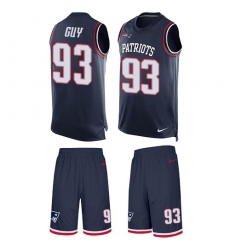 Men's Nike New England Patriots #93 Lawrence Guy Limited Navy Blue Tank Top Suit NFL Jersey