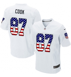 Men's Nike Oakland Raiders #87 Jared Cook Elite White Road USA Flag Fashion NFL Jersey