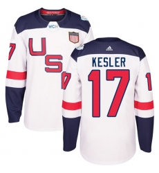 Men's Adidas Team USA #17 Ryan Kesler Authentic White Home 2016 World Cup Ice Hockey Jersey