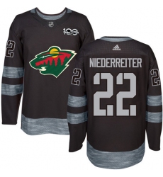 Men's Adidas Minnesota Wild #22 Nino Niederreiter Authentic Black 1917-2017 100th Anniversary NHL Jersey